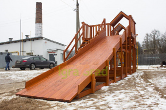 Детская деревянная зимняя горка "IgraGrad Snow Fox 5,9 м + "Панда Фани Грайд"